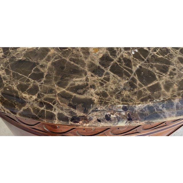 Henredon Style Mahogany & Marble Drum Center Side Bedside Table For Sale - Image 12 of 13