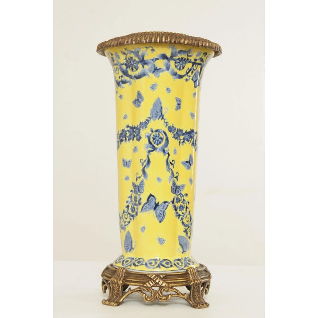 1990s Chinese Brass Mounted Porcelain Vase For Sale - Image 5 of 13