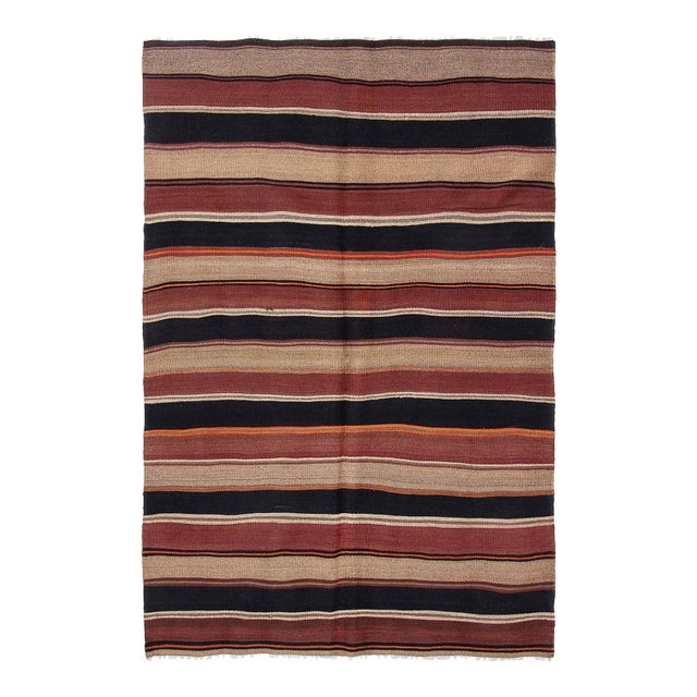 Striped Vintage Kars Kilim Rug - 5`1" X 7`10" For Sale