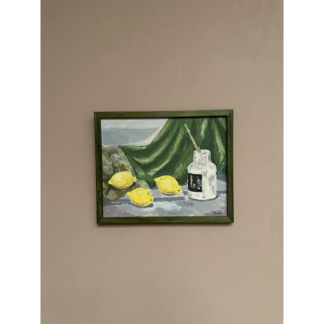 Gilbert, Still Life with Lemons and Inkpot, 1950s, Oil on Panel, Framed For Sale - Image 7 of 15