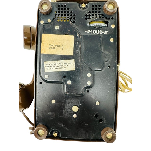 Vintage Comdial Model 500d Rotary Phone (1984) | Classic Retro Brown Desk Telephone | Tested & Working Mid-Century Decor For Sale - Image 14 of 14