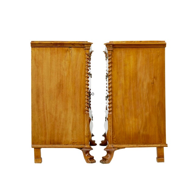 Antique Swedish Chest of Drawers in Carved Elm, 1850, Set of 2 For Sale - Image 9 of 13