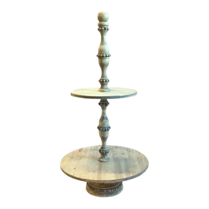 Vintage French Wood Tiered Pastry Server