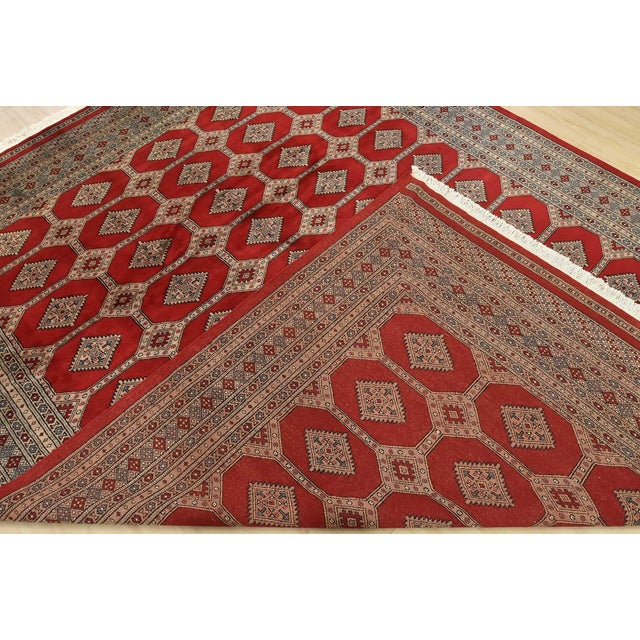 Bokhara Jaldar Rug 8’2” X 10’6” Red Wool Tribal Hand-Knotted Oriental Carpet For Sale - Image 13 of 14