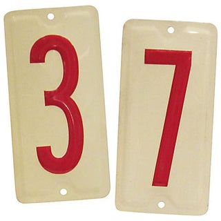 Vintage Embossed Number Signs, 3 & 7 For Sale