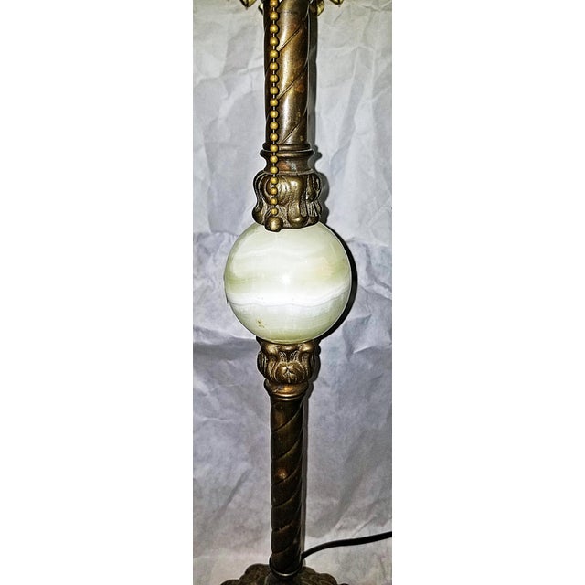 1980s 1980s Belle Epoque Brass and Onyx Table Lamp For Sale - Image 5 of 11