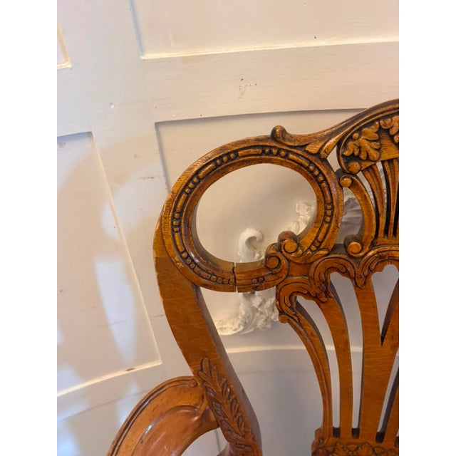Antique Carved Walnut Desk Armchairs, 1920, Set of 2 For Sale - Image 14 of 18