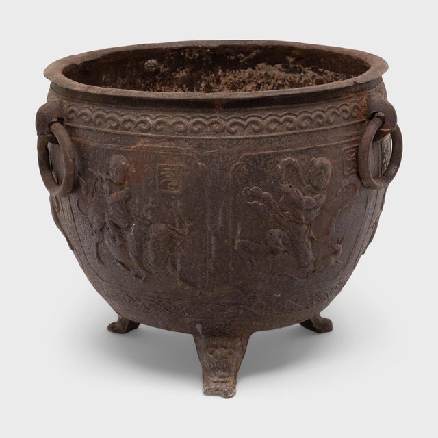 This grand, cast iron planter is modeled after traditional Qing-dynasty vessels used for collecting rain water in case of...