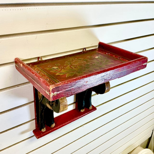 1920s Antique Chinoiserie Boho Chic Elephant Wall Mounted Shelf. For Sale - Image 4 of 17