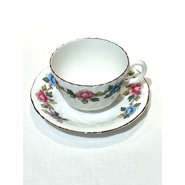 Vintage Fine China Tea Cups and Saucers & 2 Sets Cream and Sugar - 6 pcs For Sale - Image 9 of 17
