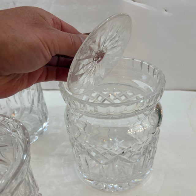 Crystal Lidded Canisters /Jars Group of 4 For Sale - Image 4 of 12