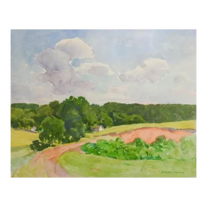 Vintage New England Landscape Watercolor Painting by Egbert Cadmus