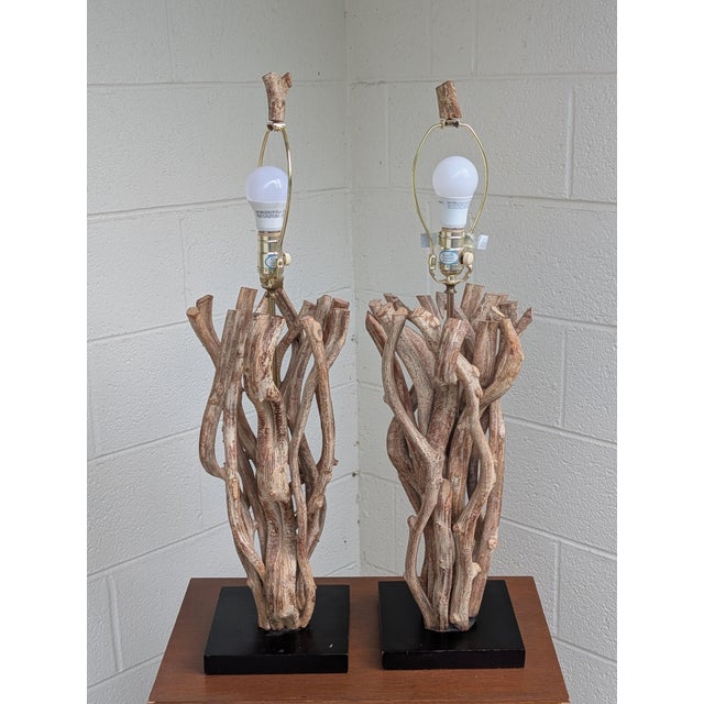 Vintage Driftwood Table Lamps - A Pair For Sale - Image 4 of 10
