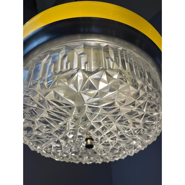Metal Hanging Lamp in Yellow Glass and Metal For Sale - Image 7 of 11
