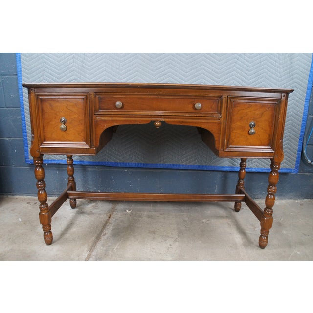 Antique Limbert Arts & Crafts Walnut Vanity Writing Desk Console Table 45" For Sale - Image 10 of 13