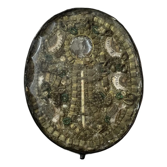 Rare Antique Handmade Catholic 7 Saint Jesus Relic Reliquary Box Sculpture For Sale