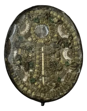 Rare Antique Handmade Catholic 7 Saint Jesus Relic Reliquary Box Sculpture
