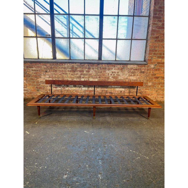 Wood Mid 20th Century Black Leather Sofa Attributed to Harvey Probber For Sale - Image 7 of 9