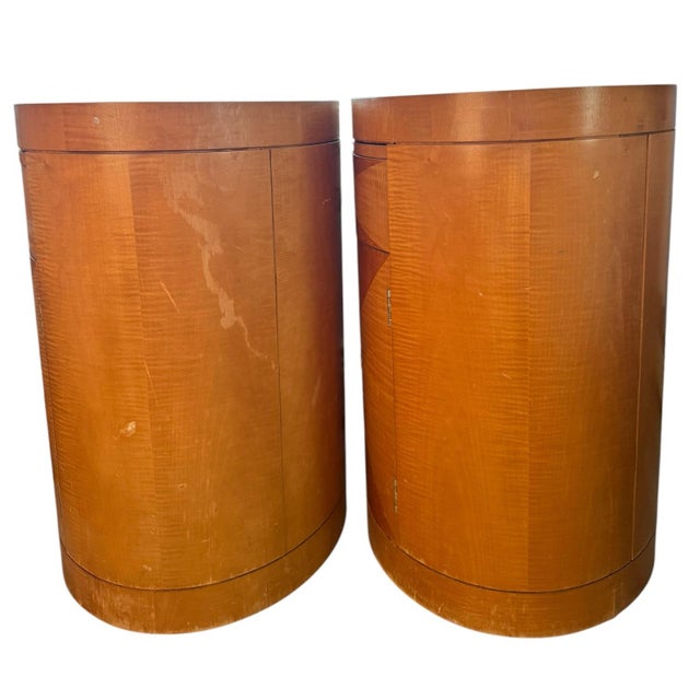 Brown Late 20th Century Baker Furniture Modern Art Deco Primavera Oval Nightstands, Pair For Sale - Image 8 of 12