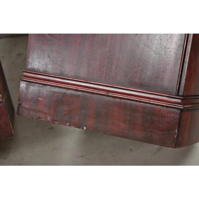 Red Vintage Chinese Chippendale Mahogany 2 Drawer Nightstands Bedside Tables - Pair For Sale - Image 8 of 12
