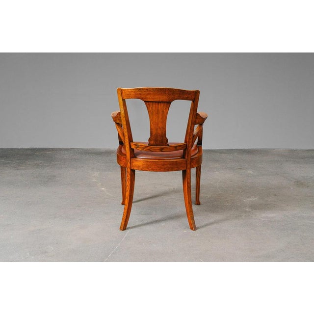 Art Nouveau Oak Armchair For Sale - Image 4 of 18