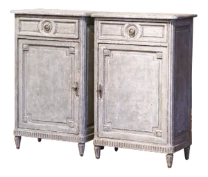 Pair of 19th Century French Louis XVI Carved Hand Painted Jelly Cabinets