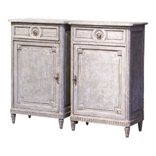 Pair of 19th Century French Louis XVI Painted Confiturier Cabinets For Sale