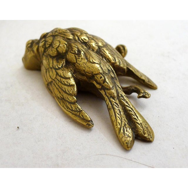 Gold Small Paperweight Sculpture of a Dead Bird in Gilt Bronze or Brass, Early 20th Century For Sale - Image 8 of 13