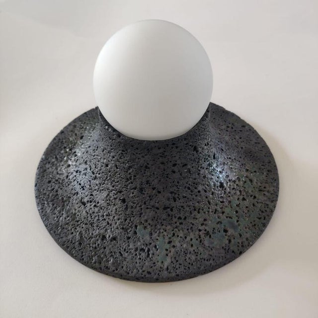 Not Yet Made - Made To Order Basalte Glazed Lava Stone Wall Lamp by Clemence Birot For Sale - Image 5 of 18