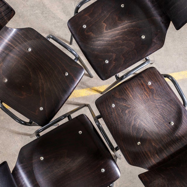 Laminated Ebonised Gun Metal Dining Chairs, 1960s, Set of 6 For Sale - Image 11 of 12