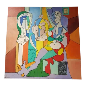 1930s "The Sculptor" Cubist Figurative Oil Painting on Canvas