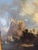 This exquisite antique oil painting captures a breathtaking European landscape featuring a grand medieval castle atop a...
