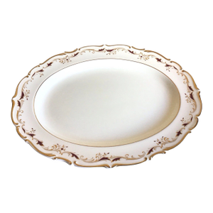 Mid 20th Century Royal Doulton England Bone China Strasbourg Gold Accent Oval Serving Platter