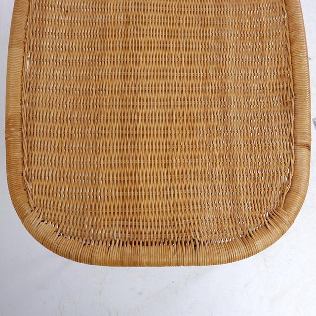 Vintage Wicker Stool with Gray Metal Hairpin Legs from Ikea For Sale - Image 4 of 8