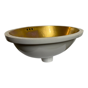 Vintage Sherle Wagner Italian Porcelain Undermount Sink With Gold Interior