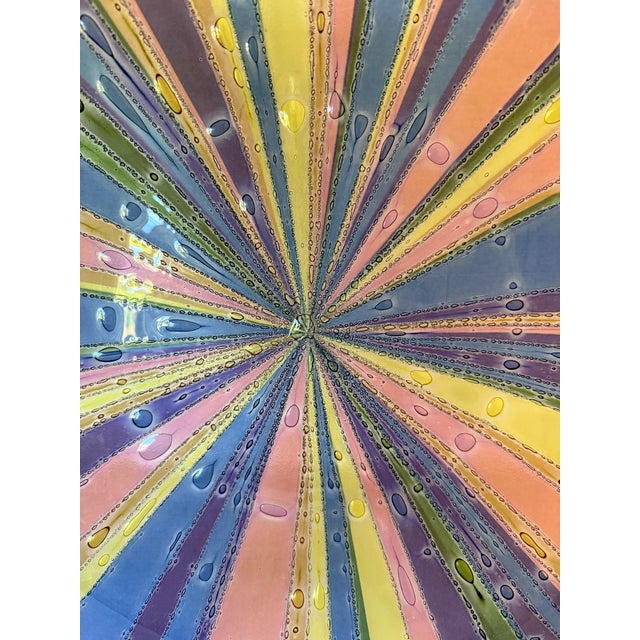 Mid-Century Modern Vintage Michael & Frances Higgins Fused Art Sunburst Glass Platter or Wall Art For Sale - Image 3 of 7