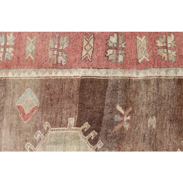 Red Vintage Turkish Kars Tribal Rug in Earthy Tones With Reds For Sale - Image 8 of 11