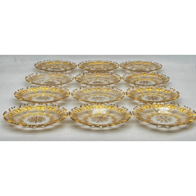 Set of 12 Belle Époque Cut Glass and Gilt Dessert Plates, circa 1890–1910 For Sale - Image 18 of 18