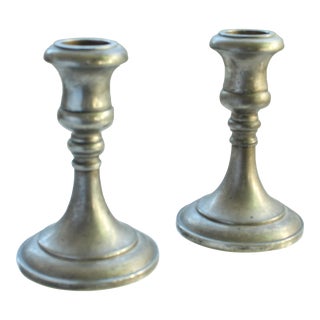Vintage "Sheffield" Aged Silver Candlestick Holders/Pair For Sale