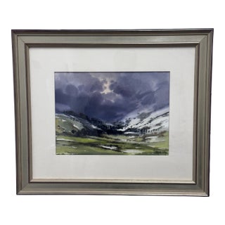 Rafael Requena "Invierno, Sierra De Madrid" Original Watercolor Painting For Sale