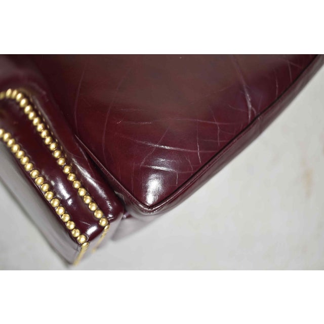 Brass Vintage Traditional Oxblood Leather Wingback Reclining Library Chair by Bradington Young For Sale - Image 8 of 15