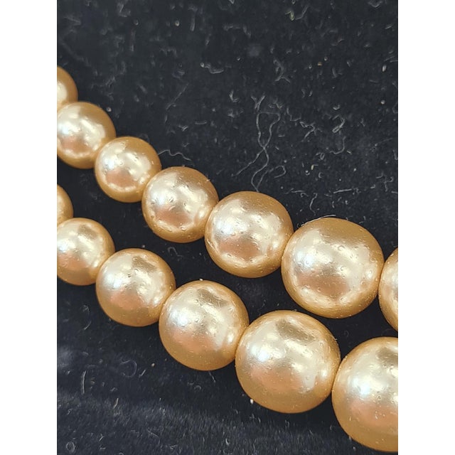 Beige Double-Strand Faux Pearl Necklace from Monet, 1960s For Sale - Image 8 of 9