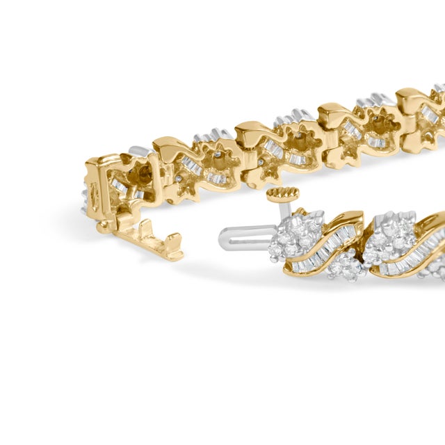 Indulge in the ultimate expression of luxury with this breathtaking 14K yellow gold diamond bracelet. Featuring an...