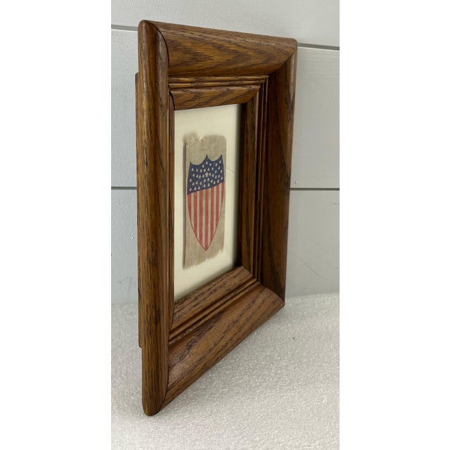 American 38 Star Ribbon Shield in Antique Frame For Sale - Image 3 of 4