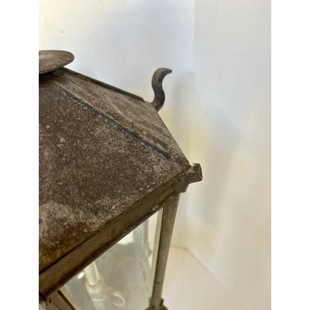 Antique Early 1900s Gas Iron Lamp Post Lanterns - A Pair For Sale - Image 12 of 12