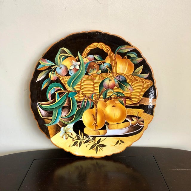 Ceramic Large Antique Robbia Italy Majolica Fruit Charger For Sale - Image 7 of 7