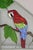 Late 20th Century Vintage Leaded Stained Glass Red and Blue Parrot Bird Window Suncatcher - A Pair For Sale - Image 5 of 11