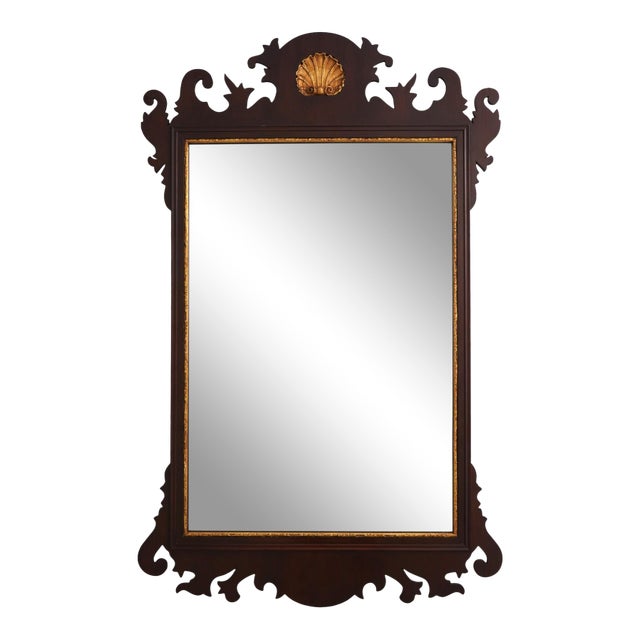 Friedman Brothers Chippendale Mahogany Shell Carved Mirror For Sale