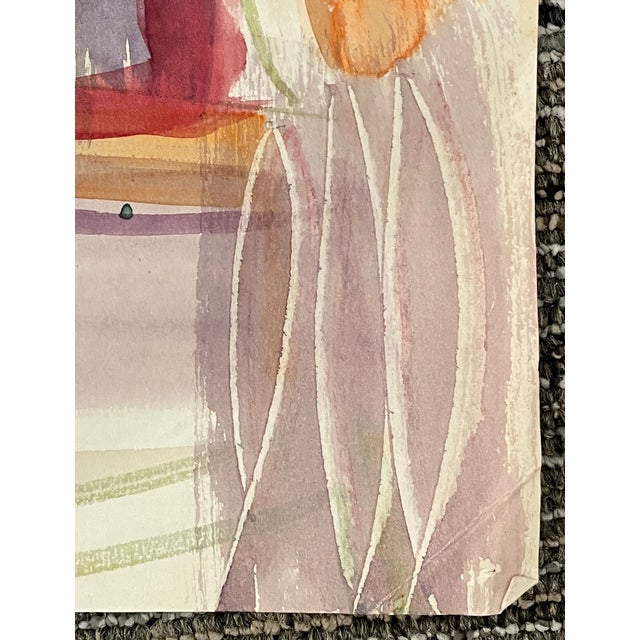 Mid-Century Modern 1954 Robert Colborne Mid Century Modern Floral Still Life Painting For Sale - Image 3 of 4