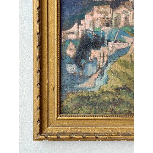 Mid-Century Dreamlike Amalfi Coast Townscape by Italian Modernist Giuseppe Di Lieto For Sale In New York - Image 6 of 12
